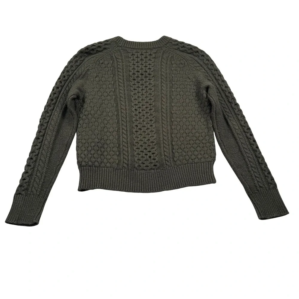 J Crew Popcorn Cable Knit Sweater Womens Medium Green Bobble Wool Blend K5311